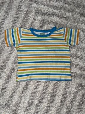 18-24m vintage seasame street Striped Short Sleeve Kids Tee - Blue/Green/Yellow